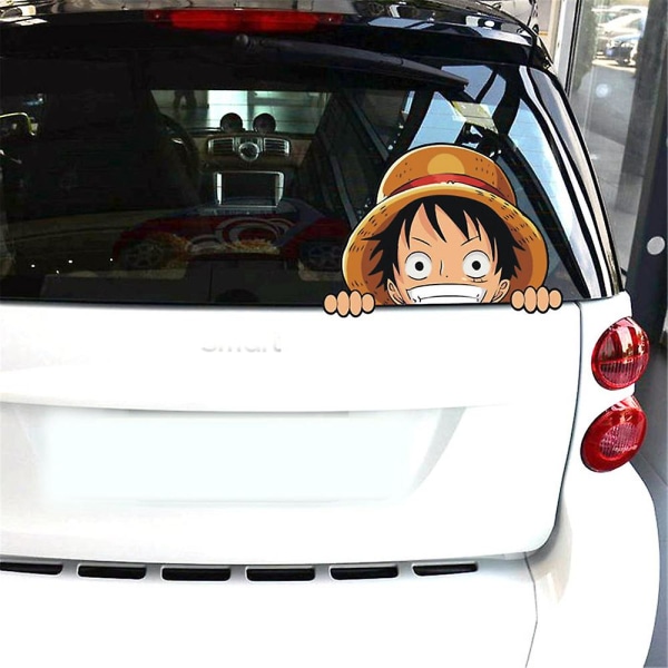 5,5'' One Piece Cartoon Anime Car Sticker Monkey D. Luffy Peeker Peek Anime Stickers Window Trunk Bumper Decal