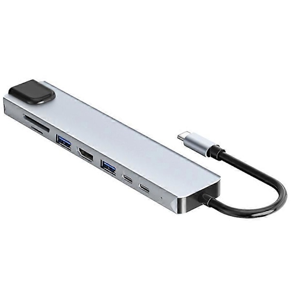 Typ A 2017L Typ-C till Typ-Cx2+USB2.0+HD+USB3.0+TF/SD+Nätverkskort 100Mbps USB-hubb Laptop Telefon