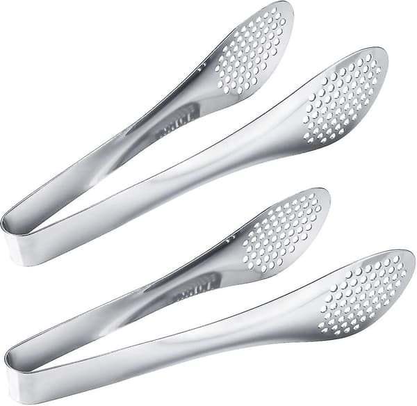 Set med 2 Matpincetter i Rostfritt Stål 9\" Silver Tång Buffé