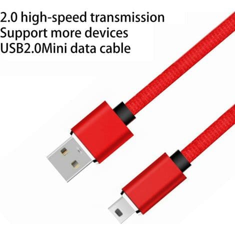 Mini B USB-kabel för GPS, kamera - dataöverföring och snabbladdning