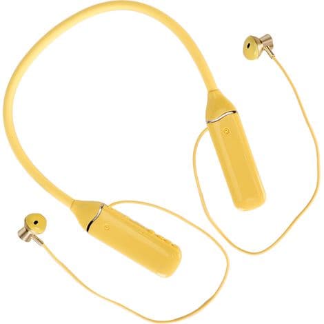 Bluetooth-headset med LED-display, indbygget hukommelse og magnetisk RGB-belysning - Gul udgave
