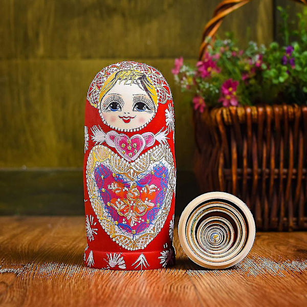 10-lagers/set Matryoshka Rysska Nesting Dolls Skrivbordsdekoration Barn Julgåvor
