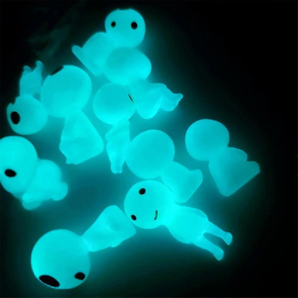 10 stk Lysende Alver Mini Figurer Akvarium Dekor Kodama Gløder i Mørket Figurer Hage Mikro Blomst Pottet Landskap Ornament - FARGE: Blå 10 stk