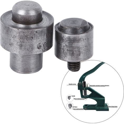 17 mm manuell maljemaskin med dysesett for maljer og trykknapper