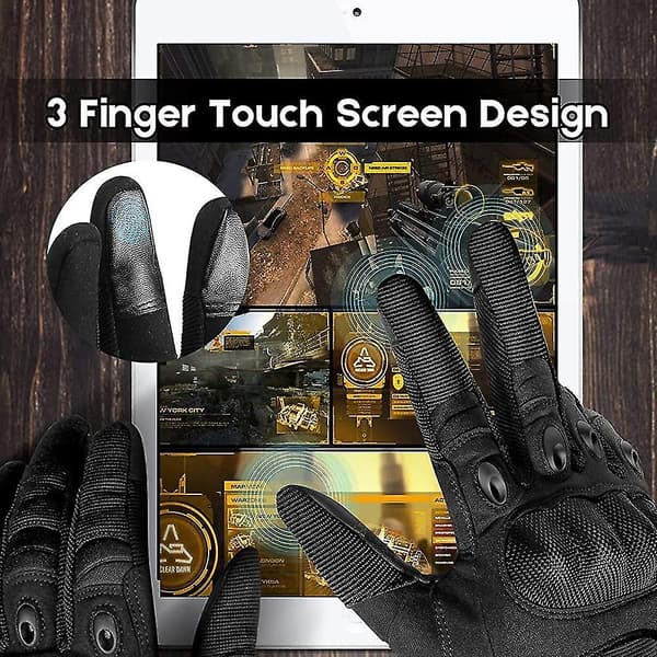 Udendørs Handsker med Ledbeskyttelse, Gummi Hård Knuckle Fuld Finger Touch Screen Gave