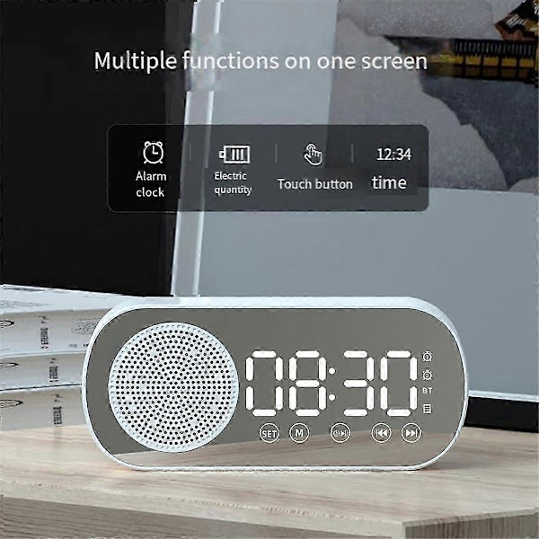 Trådlös Bluetooth Högtalare Klockradio Dubbla Alarm Stöd TF-kort Digitalt Alarm för Hemmakontor Pin JP