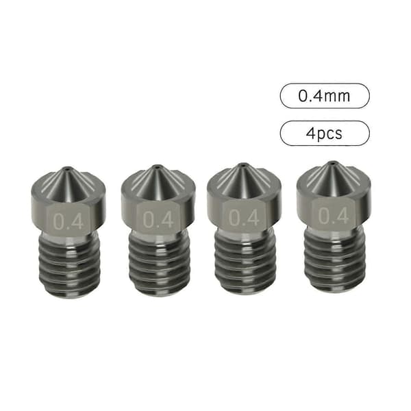 4 stk. Hærdede Ståldyser V6 Dyser 0,4 mm til 1,75 mm Filament til 3D Printer Dele
