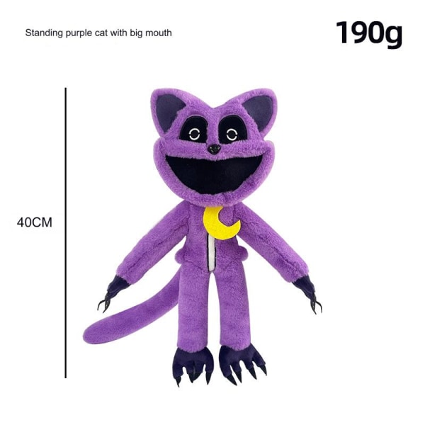 CatNap pehmolelu Catnap Monster Pehmo Anime 17,7 tuumaa Halattavat lelut Eläintyyny Kawaii Pehmo Täytetty lelu Söpöt pehmolelut Lelut Pääsiäislahjat lapsille Bo Standing purple cat with big mouth