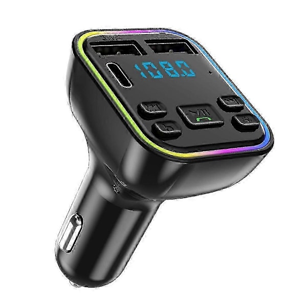 Bil Bluetooth FM Transmitter PD Dobbelt USB 3.1A Hurtig Oplader Adapter Farverigt Ambient Lys Håndfri MP3 Modulator Afspiller