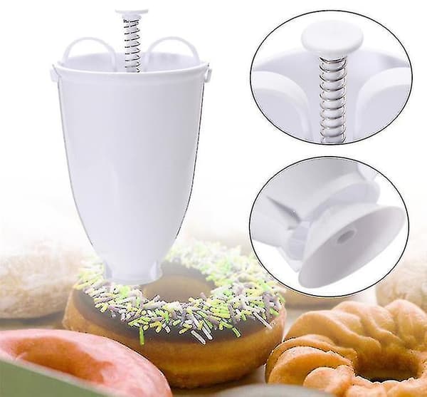 Mini DIY Donut Maker Form Manuel Donutmaskine Praktisk Bageværktøj Til 1 stk. - Hvid)