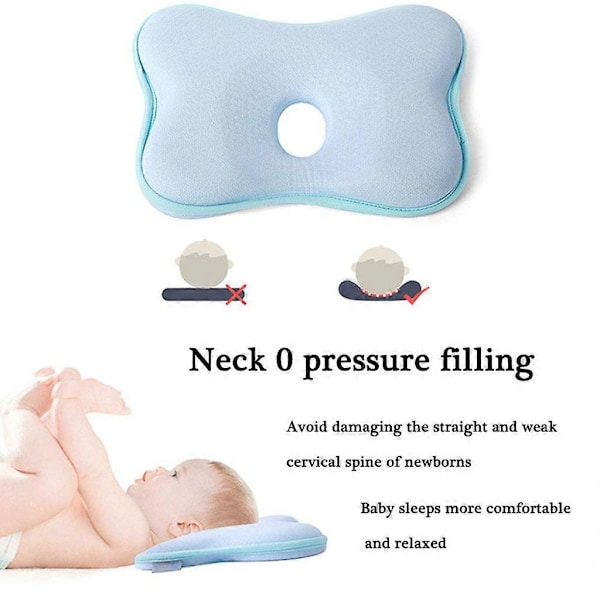 Ortopedisk Babypute Mot Flatt Hode, Babypute Mot Flatt Hode, Babypute Hode Deformasjon Flatt Hode (Blå)
