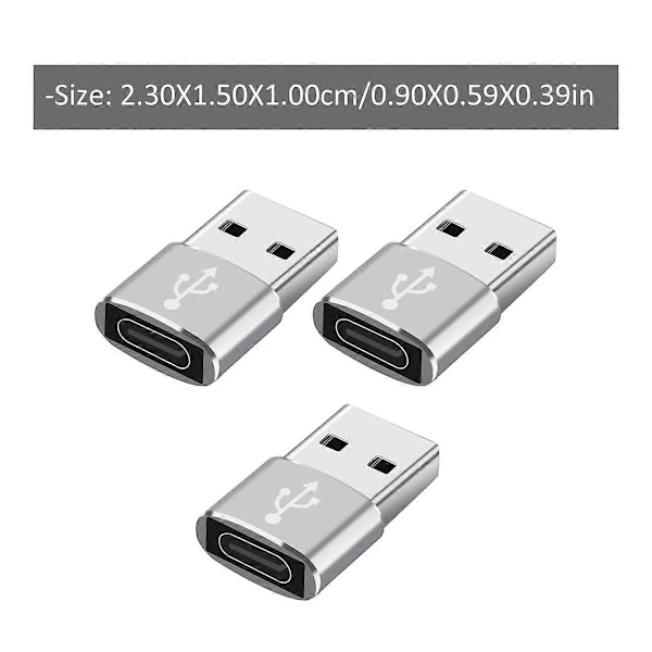 3-pack USB-C till USB-adapter USB 3.0 till USB-C-konverterare för telefon, surfplatta och bärbar dator