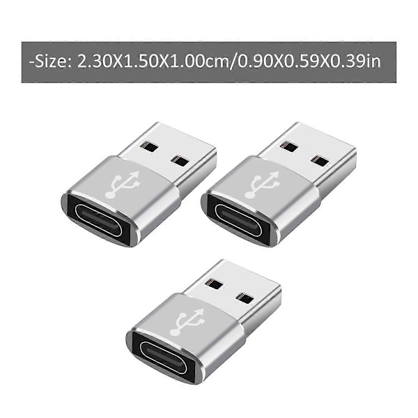 3 stk USB-C til USB-adapter USB 3.0 til USB-C-konverter for telefon, nettbrett og bærbar PC