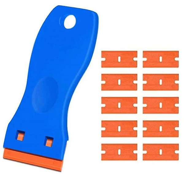 Skrape, Glasskrape Keramisk Plate Skrape med 10 Plastskraper, for å fjerne etiketter, lim, maling, klistremerker og klistremerker, B