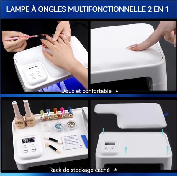 UV-neglelampe 26 x 17 x 9,5 cm 66 LED-pærer Digitalt foldbart design Fire-trins timer Smart sensor