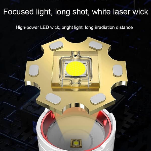 Valkoinen ulkokäyttöön tarkoitettu laser teleskooppinen zoom-taskulamppu