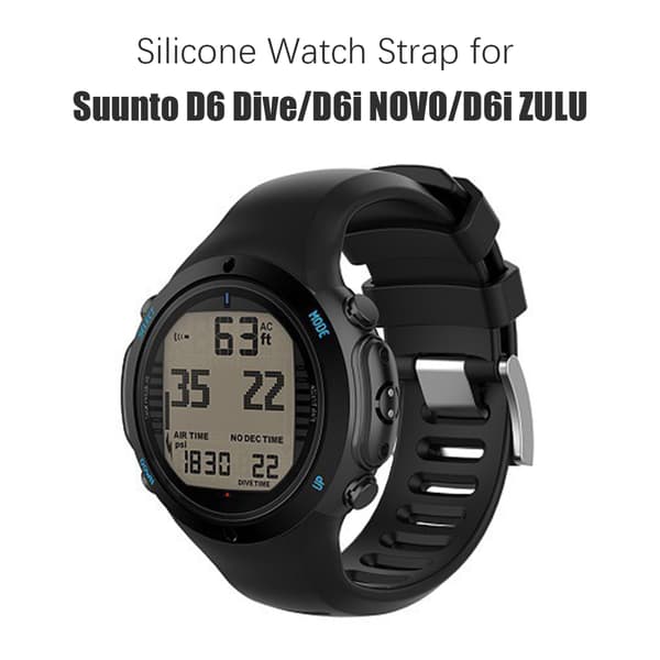 Silikonerem til Suunto D6 Dive/D6i NOVO/D6i ZULU Sort