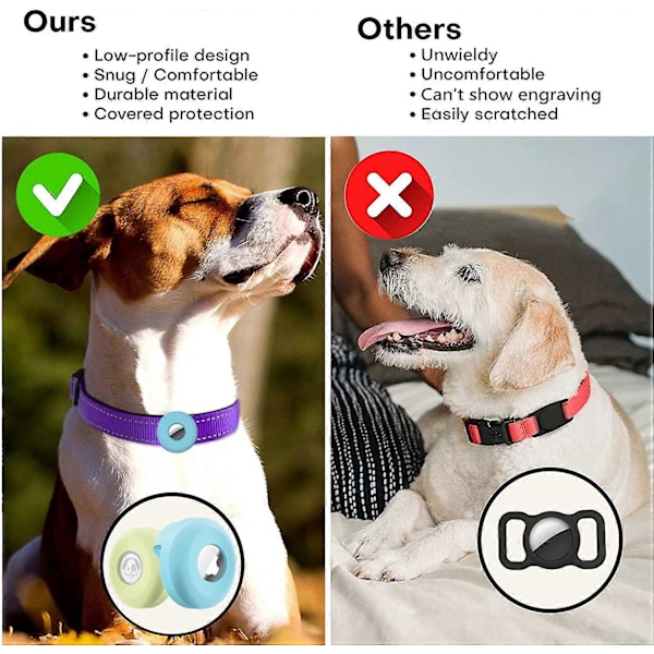 Airtag Hundhalsband Hållare [2-pack] Silikon Vattentät Skyddande