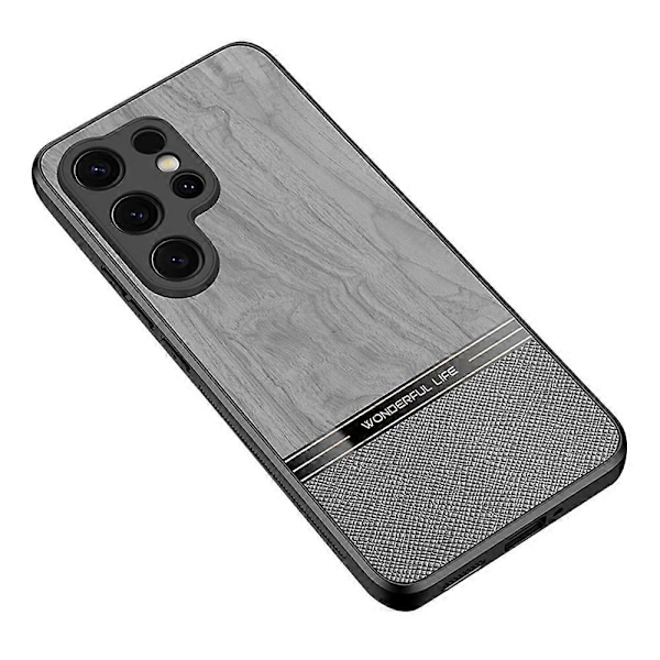 Til Samsung Galaxy S25 Ultra Cover Trætekstur Læderbelagt TPU Telefon Beskyttelsescover