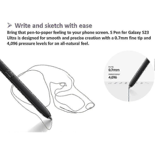 Galaxy S23 Ultra S Pen Udskiftning Til Samsung Galaxy S23 Ultra 5g Alle Versioner Touch Screen Stylus Pen (uden Bluetooth) +spidser (sort)