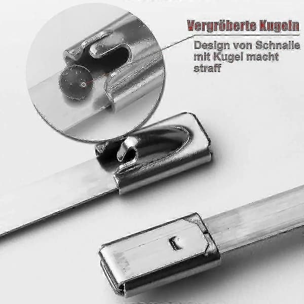 100 Stk. Kabelbindere 300mm, Metal Kabelbindere, Rustfri Stål Kabelbindere, Metal
