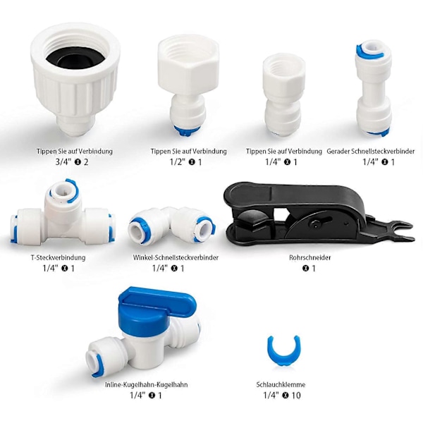 Vannforsyningsrør Universal Tilkoblingssett 15M, for Side-om-Side Kjøleskap, Omvendt Osmose System (1/4 Tomme)