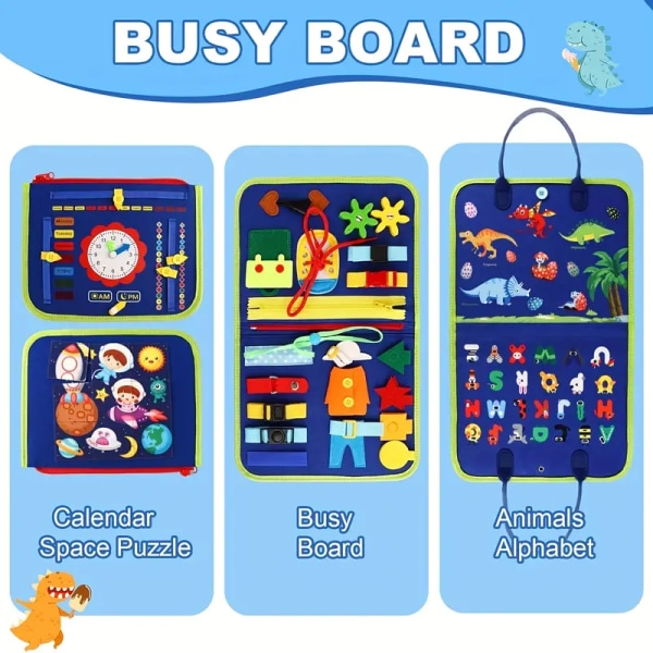 25-I-1 travlt bord: Montessori-legetøj til 1-4-årige småbørn - udvikle finmotoriske færdigheder og sensorisk udvikling blue