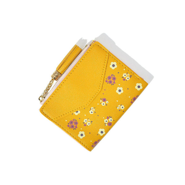 Flerlags kortholder to-i-en lille pung mini retro blomsterpung mønt-jbk Yellow
