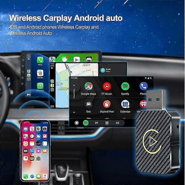 Carplay Adapter Kabelansluten till Trådlös Box Android Auto Bilanslutningsbox - Silver 1 st