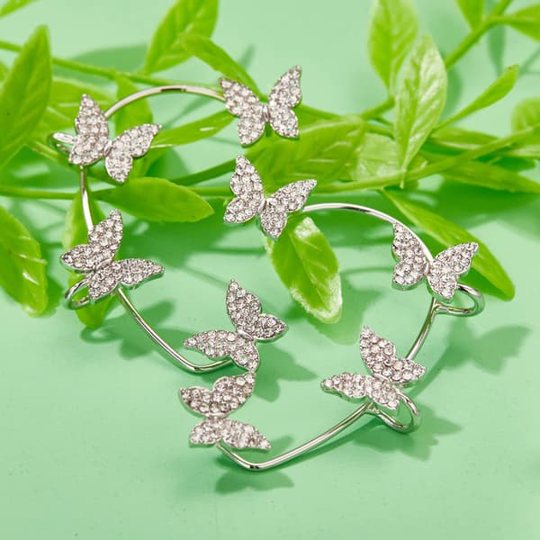 Ear Cuffs korvakoru perhosilla 1 pari hopea