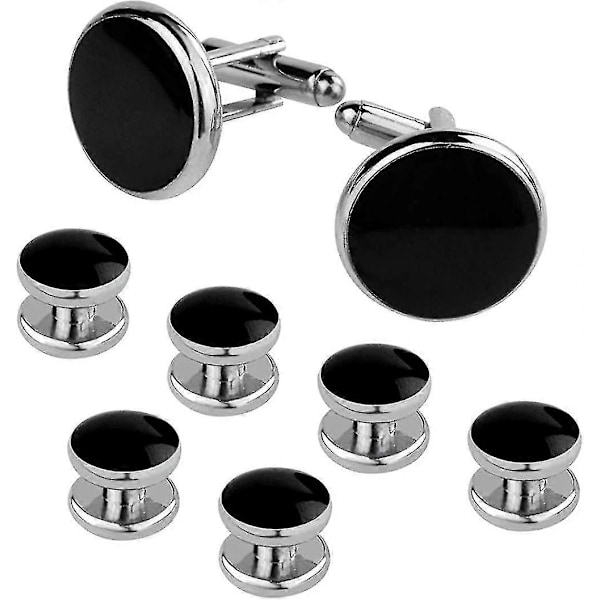 Musta ja Hopea Tuxedo-Napit ja Ranneke Napit Setti, Miesten Ranneke Napit ja Ranneke Napit Setti Ranneke Napit Ruostumaton Teräs Tuxedo Napit Z