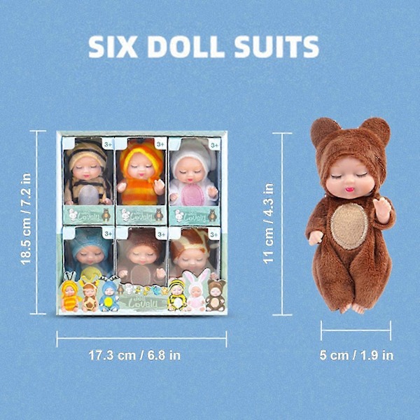 6 st Söta Mjuka Babydockor med Realistiskt Utseende & Kläder, Perfekta Presenter till Flickor