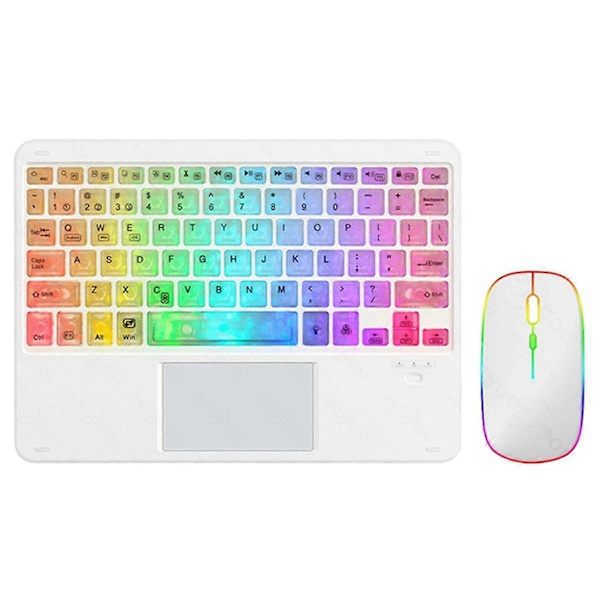 Transparent Fargerik Lysende Bluetooth Tastatur 10-Tommers Bakgrunnsbelyst Bluetooth Tastatur Egnet for Ta