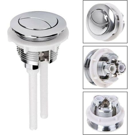 2 stk. dobbelspyling toalett trykknapper 38 mm standard forkrommet sølv toalettankknapper
