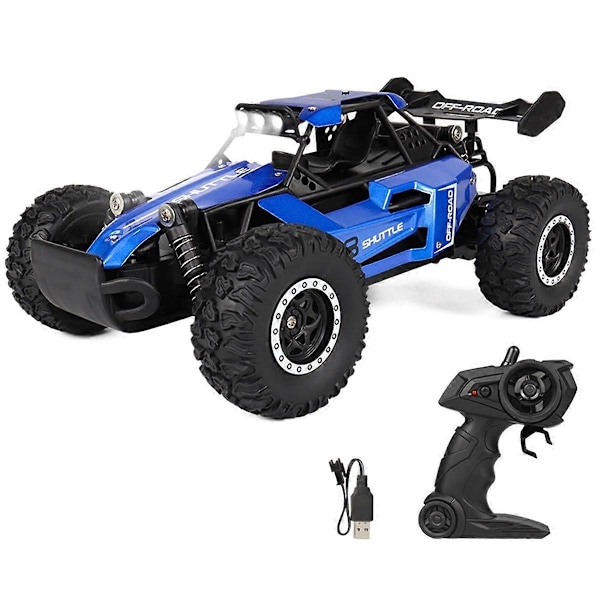 RC Bil 1:16 2WD med LED Lys 2.4G 20KM/H Høj Hastighed Off-Road Klatring Fjernbetjening Bil Legetøjsgaver Blå