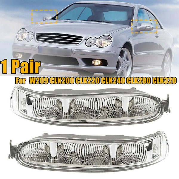 Bil LED Vänster + Höger Par Blinkers Sidospegellampa för W209 CLK 2002-2009