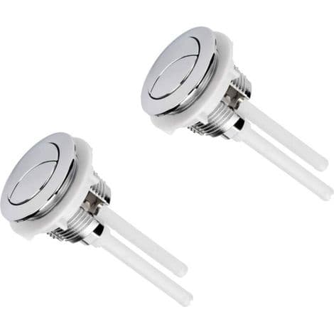 2 stk. dobbelspyling toalett trykknapper 38 mm standard forkrommet sølv toalettankknapper