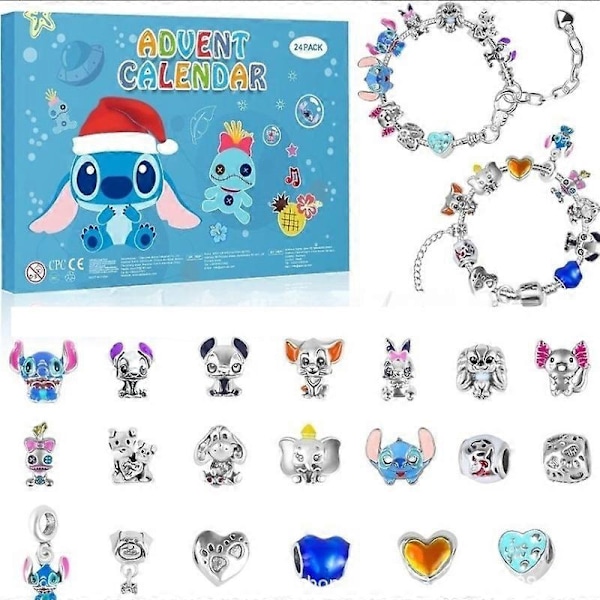 2024 Ny Stitch Mickey Julekalender Armbånd Jule Nedtællingskalender Diy Smykkefremstillingskit Piger Overraskelsesgaver