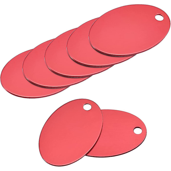 Alumiiniset soikeat leimausaihiot DIY-etikettilaput 25x38mm punainen askarteluun. Riipus