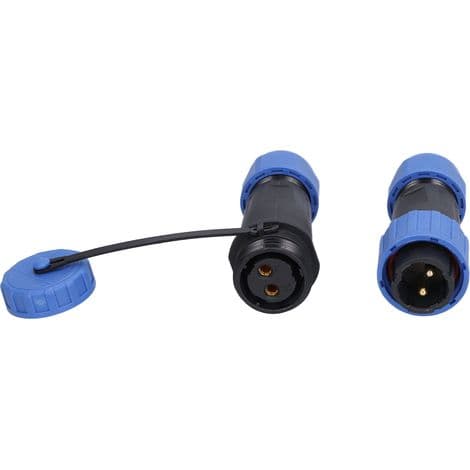 IP68 vattentät lödfri hane- och honkontakt, 2 stift, 250 V, 20 A, LP16