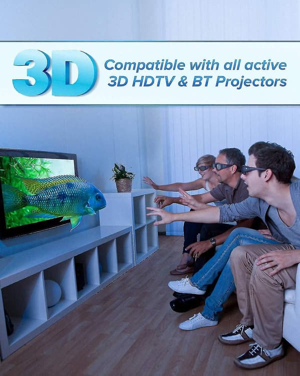 Aktiva Shutter 3D-glasögon 2-pack, Laddningsbara Bluetooth 3D-glasögon Kompatibla med Epson 3D-projektor