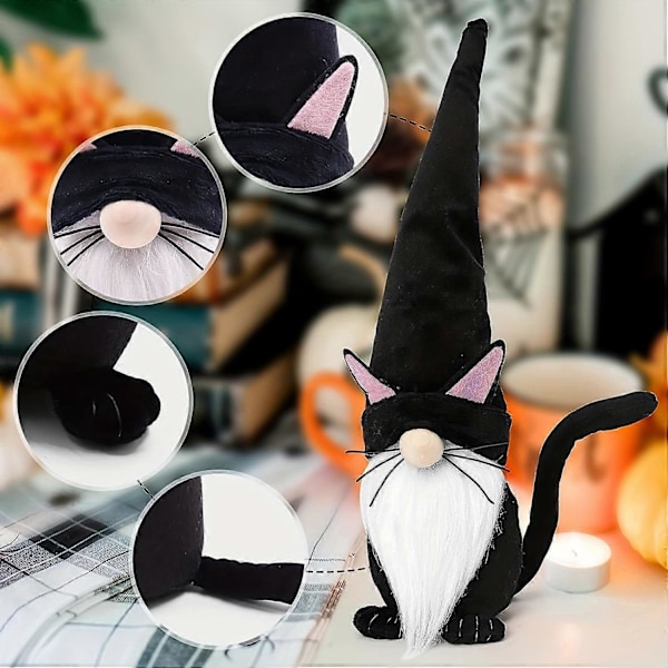 Musta Kissan Tonttu Ruotsalainen Tomte Kissa, Tonttukoriste, Keräilyhahmo, Tonttu Pehmolelu, Kevät Kesä Maalaistalon Koti, Halloween Musta Kissan Tonttu Koriste