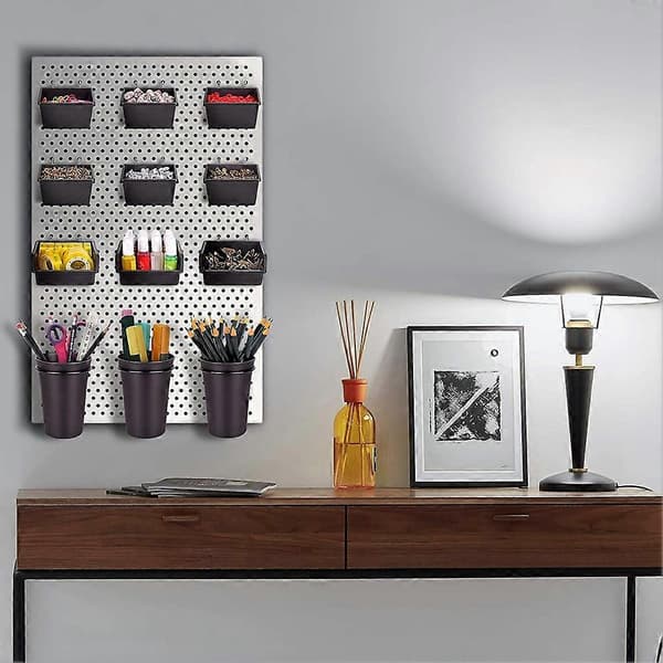 Pegboard Beholdere Peg Board Kopper med Kroge & Løkker 12 Pakke, Sortiments Organizer Tilbehør, Værktøjsopbevaring