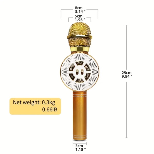 Leksaker för flickor Karaoke Mikrofon - Bärbar Trådlös Karaoke Mikrofon Med LED-ljus, Leksaker för flickor Jul Födelsedagspresenter, Byggd med högtalare