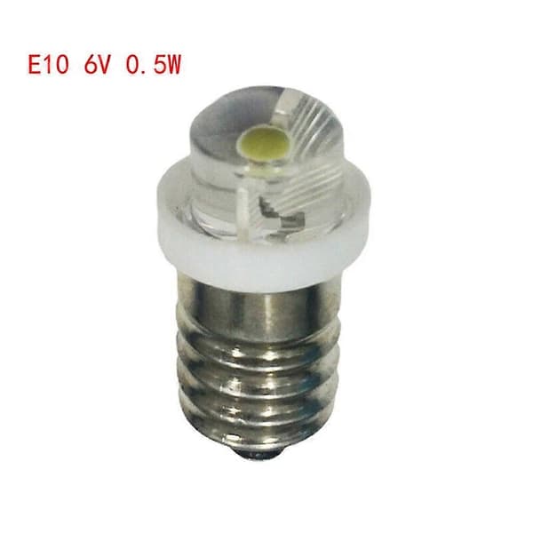 3/4,5/6V 0,5W 6000K Valkoinen LED E10 Vaihtolamppu Taskulamppuun Lyhtyyn Taskulamppuun Lyhtyyn
