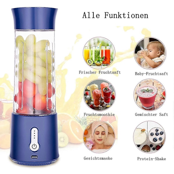 500ml Portabel Blender För Smoothies Och Shakes | 4000mah 6-bladig USB Uppladdningsbar Smoothie Blender | Handhållen Blender För Sport Resor Gym