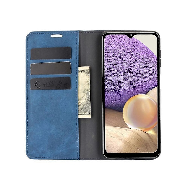 Skin-Touch Auto-absorberende Læder Cover med Wallet Stand til Samsung Galaxy A32 5G/M32 5G Case