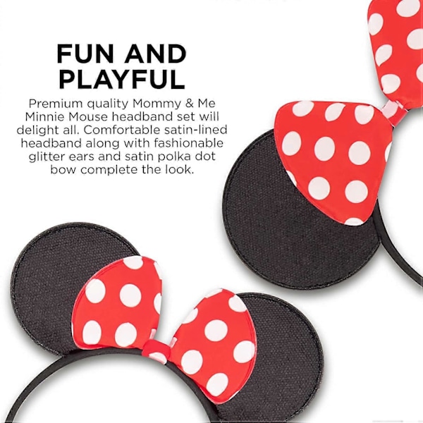 Minnie Mouse Ører til Voksne, Sæt med 2 Pandebånd kompatibel til Mor og Mig, Matchende kompatibel til Voksen og Lille Pige