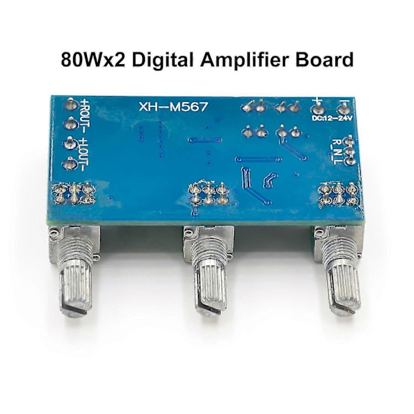 XH-M567 DC 12-24V 80Wx2 Digital Audio TPA3116D2 Diskant Bas Regulerende Forudindstillet Forud Dobbeltkanals Forstærker