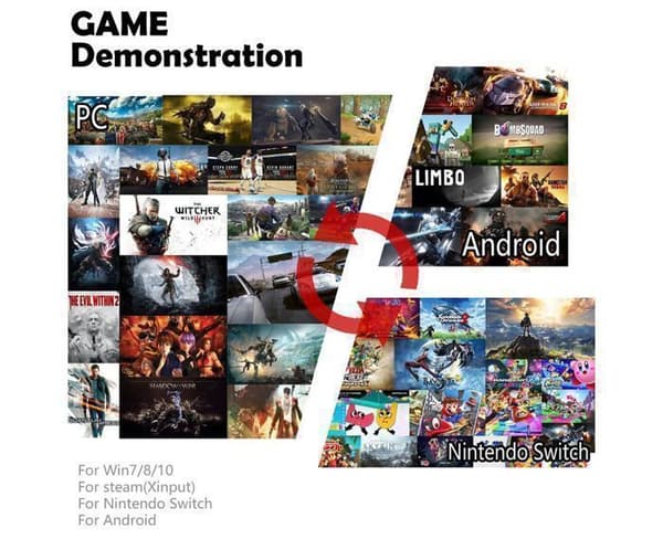 PS4 trådløs gamepad, Bluetooth, dobbel hode, joystick, gamepad for 4 spillkonsoller, isbrehvit